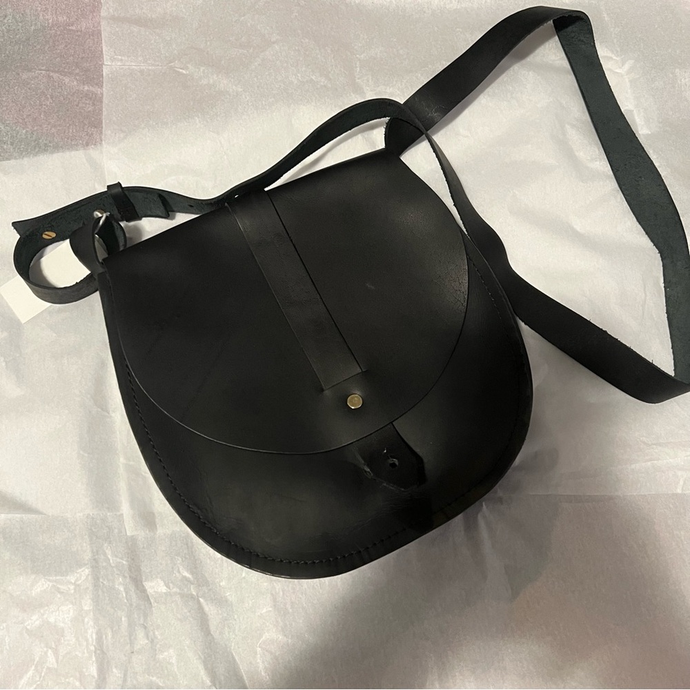 NWT Tribe Alive Leather Saddle Bag black